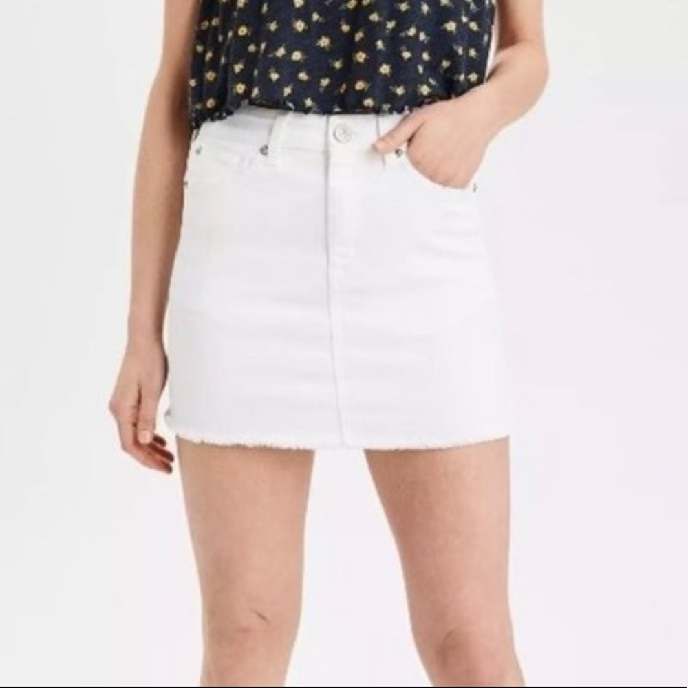 American Eagle White Denim Mini Skirt